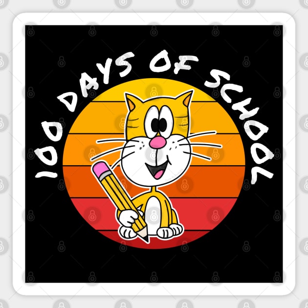 100 Days Of School Cat Kindergarten Teacher 2023 Magnet by doodlerob